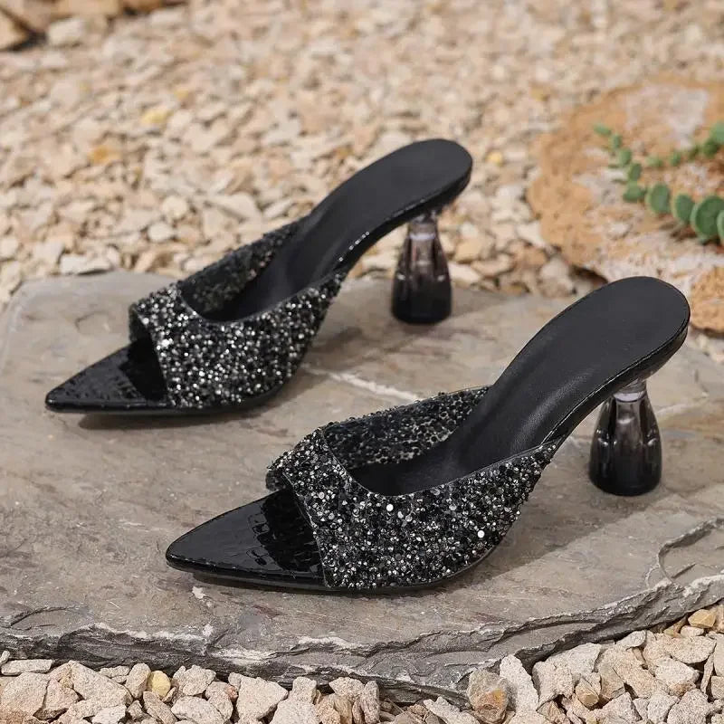 Crystal High Heels Sandals - Piña Colada