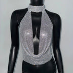 Sequin Party Camis – Dazzling Crop Top - Piña Colada