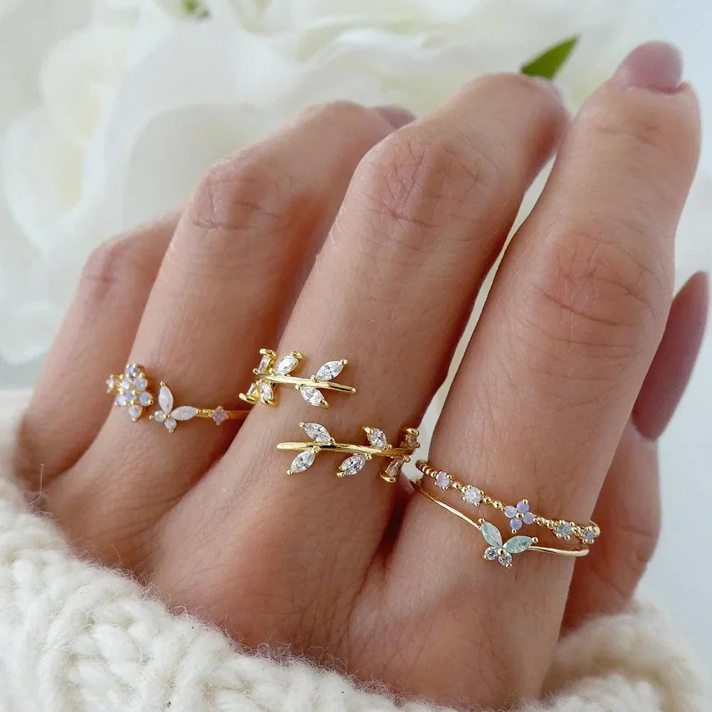 9Pcs/Set Vintage Gold Rings Set - Piña Colada