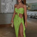 Backless Strapless Bodycon Maxi Dress - Piña Colada