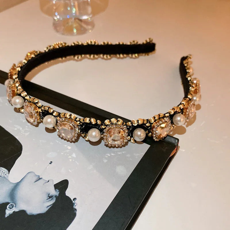 Pearl & Rhinestone Headband - Piña Colada