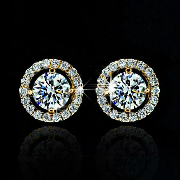 Crystal Zircon Stud Earrings - Piña Colada