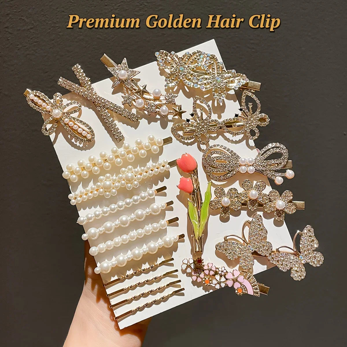 20pcs Rhinestone Bead Hair Clip - Piña Colada