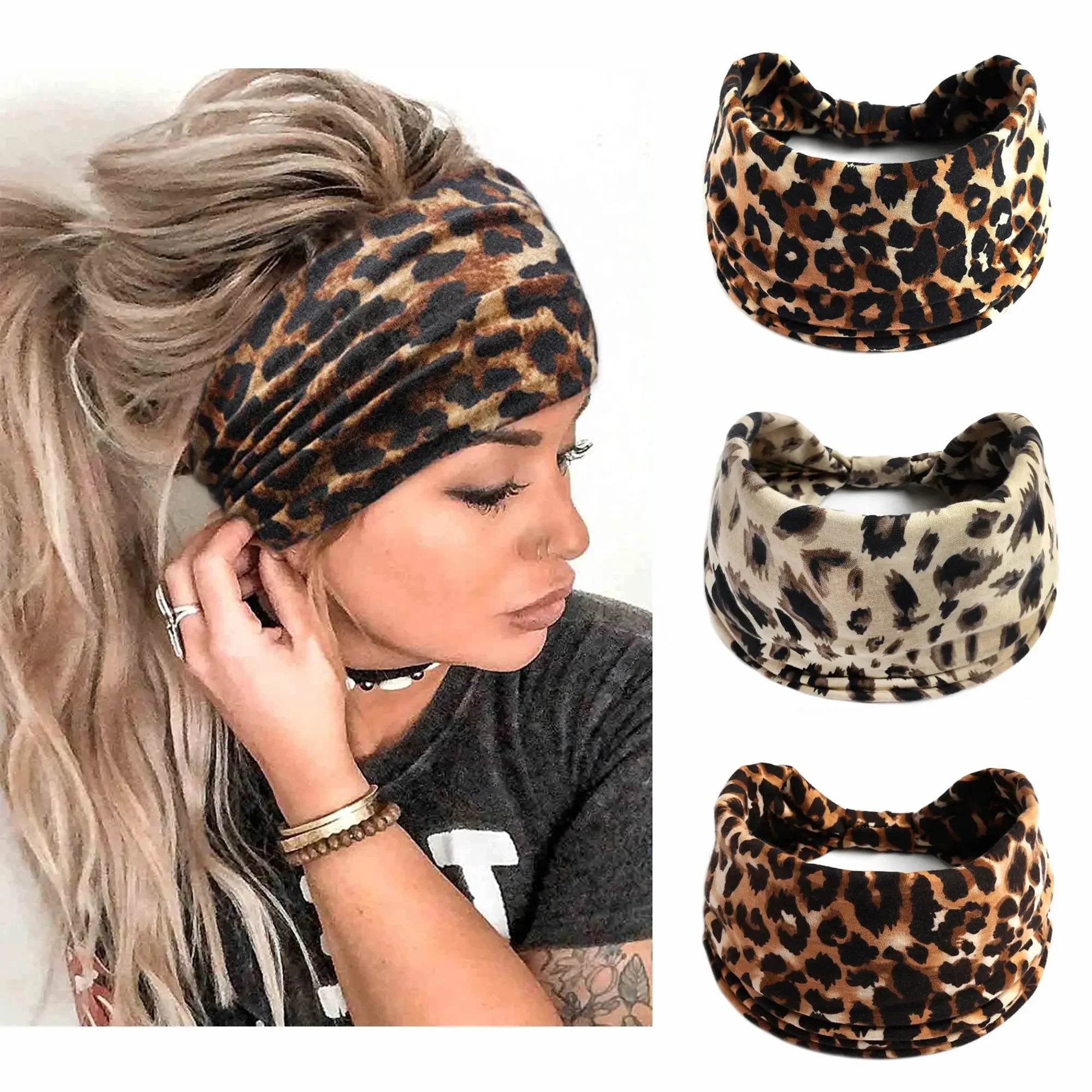 Leopard Print Headbands - Piña Colada