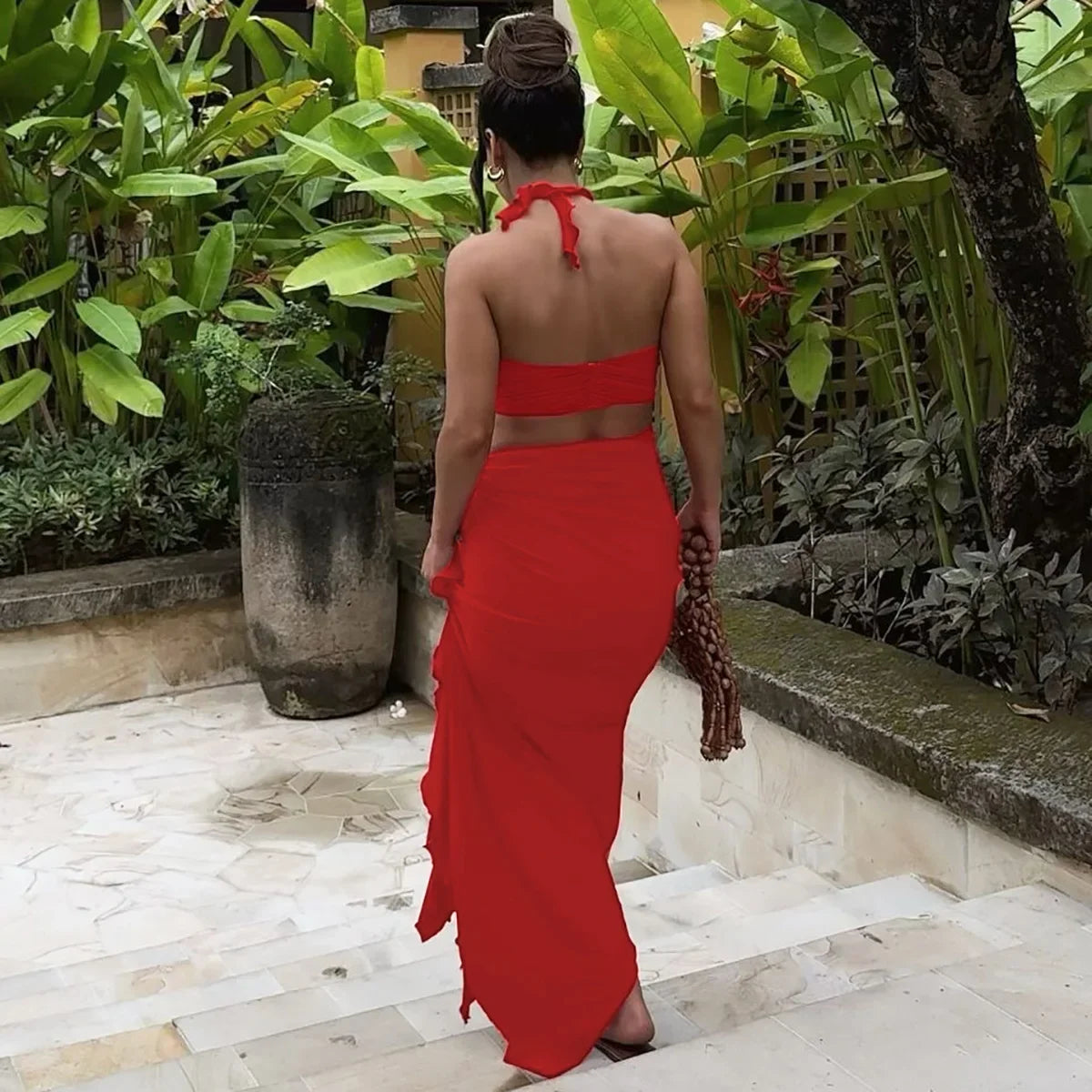 Backless Strapless Bodycon Maxi Dress - Piña Colada