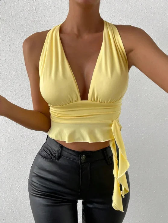 Lace-Up Slim Fit Bodysuit – Knitted Sexy Clubwear - Piña Colada