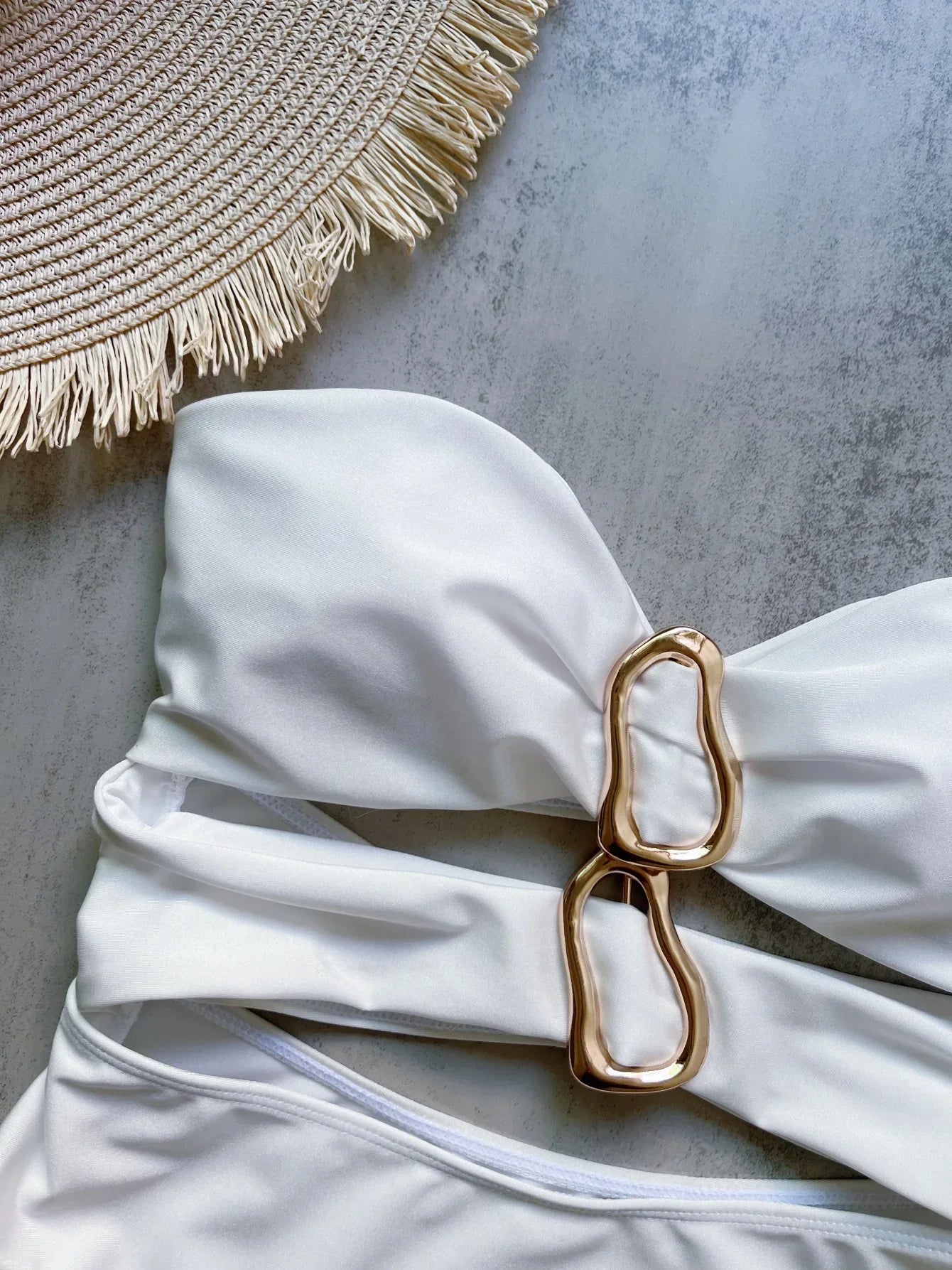 Metal Rings Cut Out Swimwear - Piña Colada