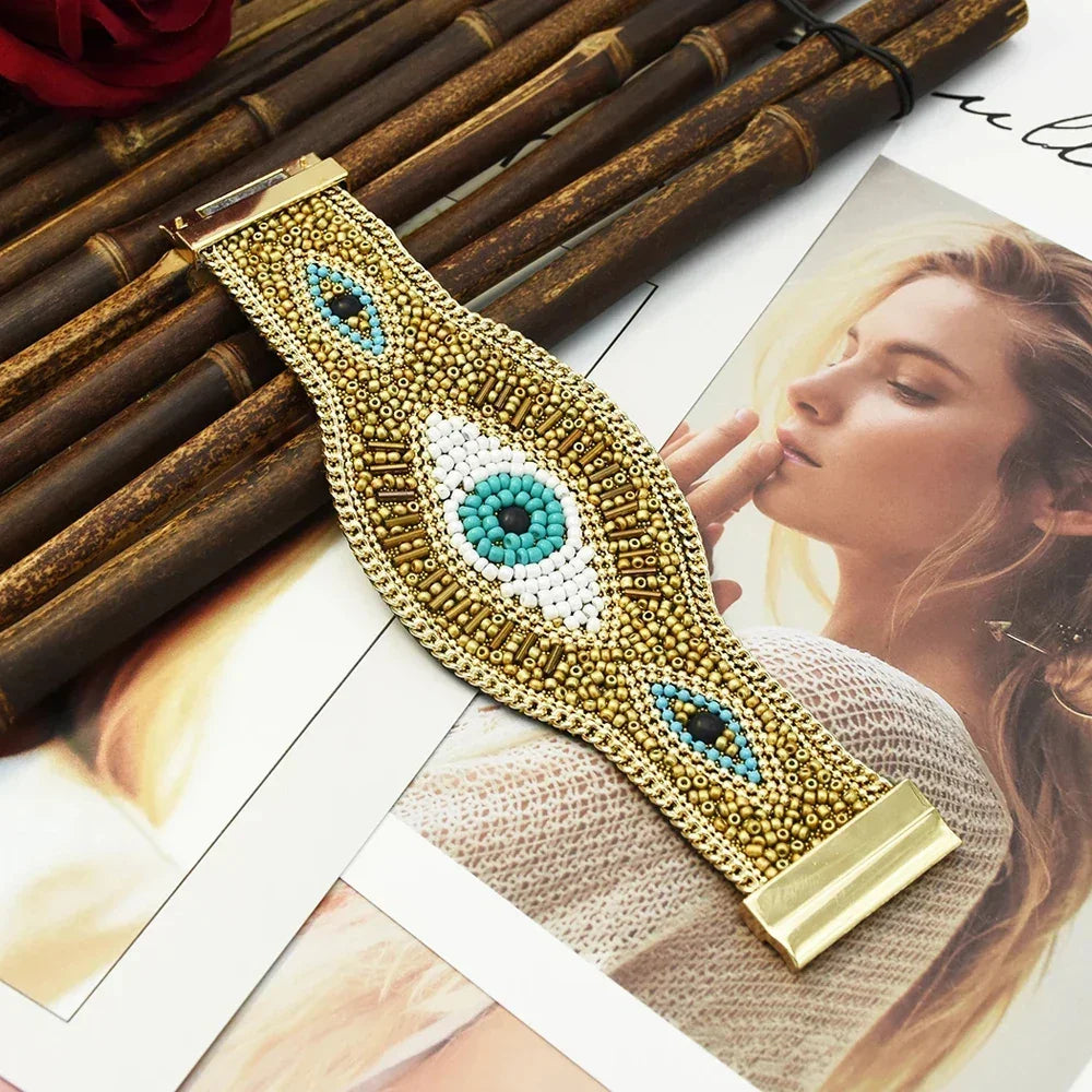 Vintage Handmade Beads Devil Eye - Piña Colada