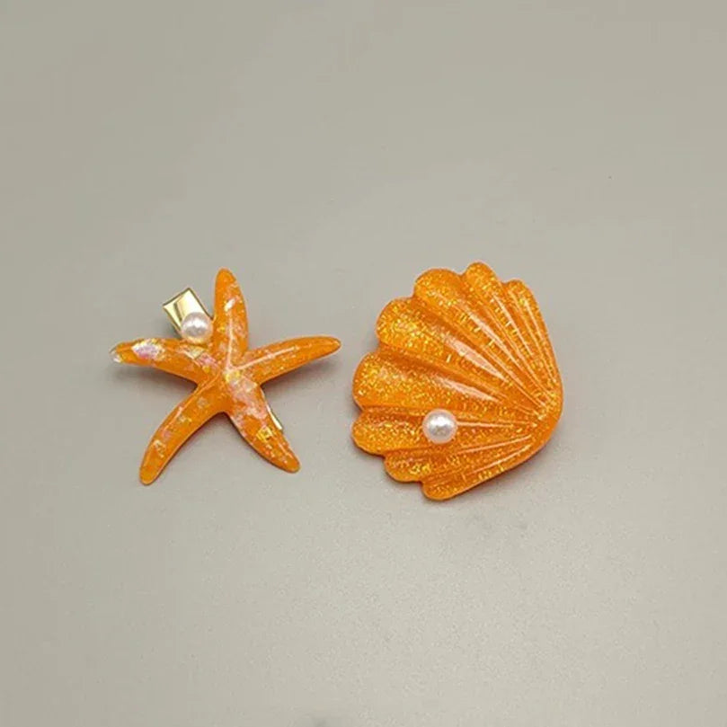 2PCS Elegant Starfish Star Shell Hair Clips - Piña Colada