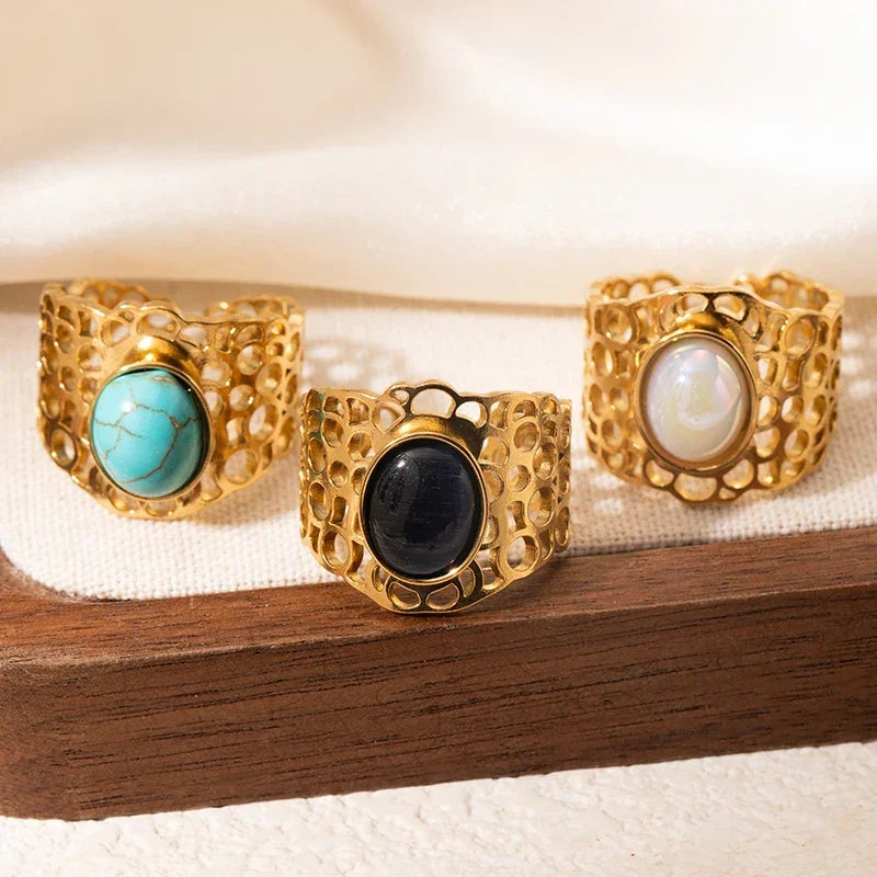 Colorful Stone Open Band Ring - Piña Colada