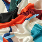 Silk Satin Square Scarf Flower - Piña Colada