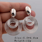 Bold Geometric Circle Drop Earrings - Piña Colada