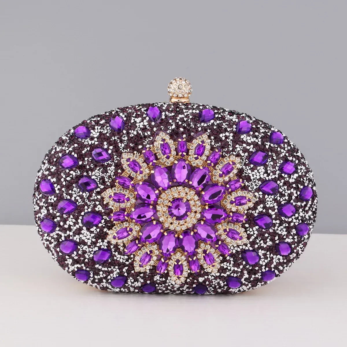 Crystal Floral Evening Clutch - Piña Colada
