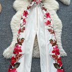 Vintage Printed Jumpsuit for Women – Full-Length Summer Romper with Mid Waist - Piña Colada