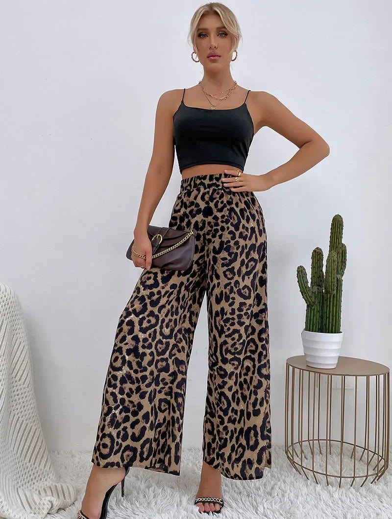 Retro Leopard Print Wide Leg - Piña Colada