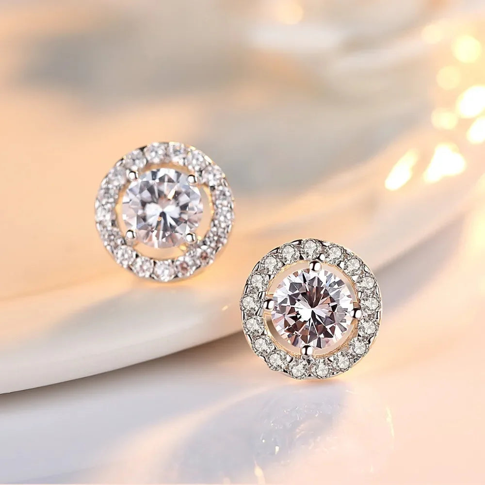 Crystal Zircon Stud Earrings - Piña Colada