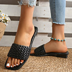 Everyday Essential Flat Sandals – Minimalist PU Slip-Ons - Piña Colada