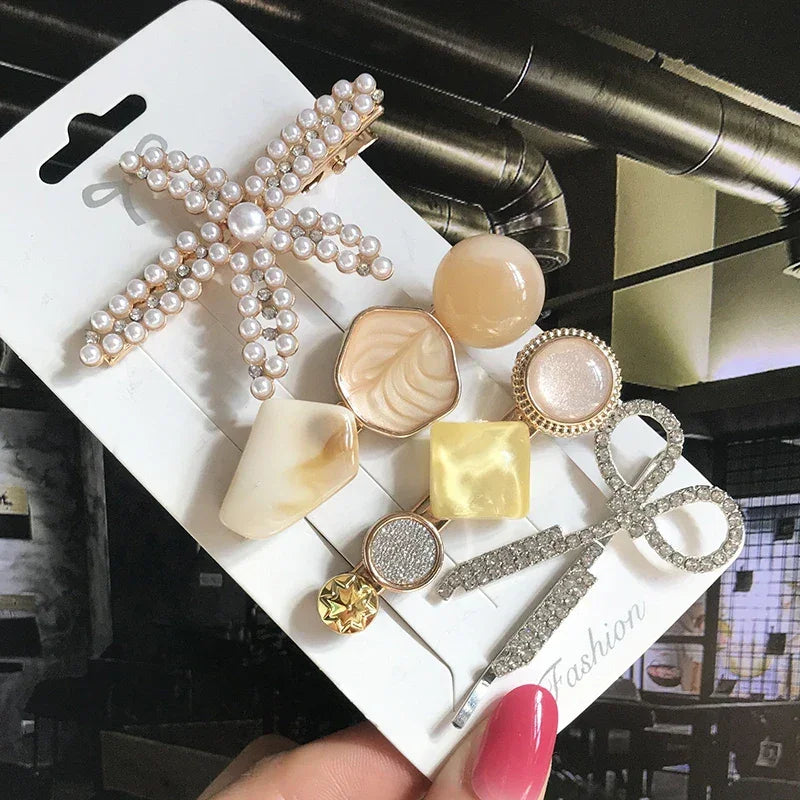 3/4pcs Set Pearl Hair Clip - Piña Colada