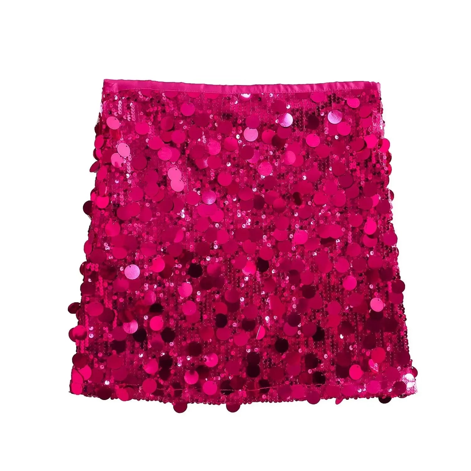 High Waist Sequined Mini Skirt - Piña Colada