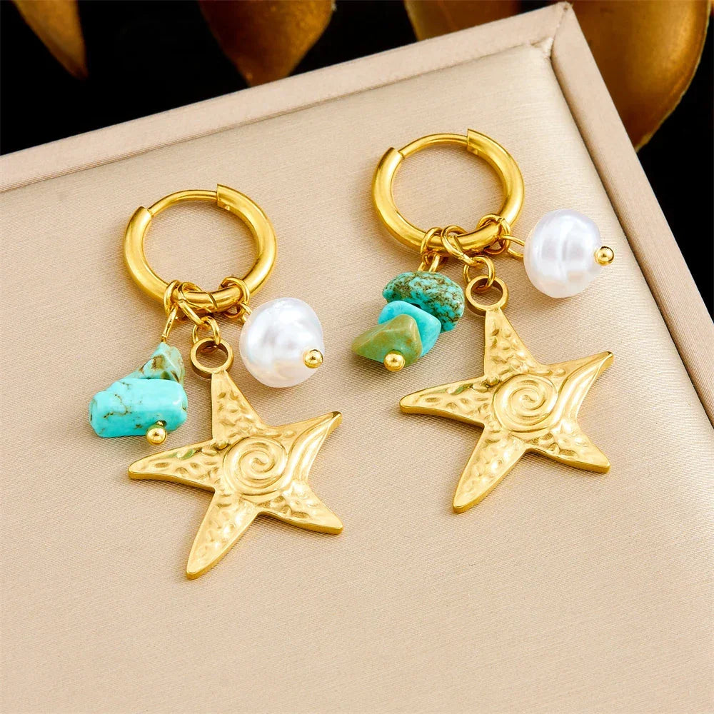 316L Stainless Steel Shell Earrings - Piña Colada