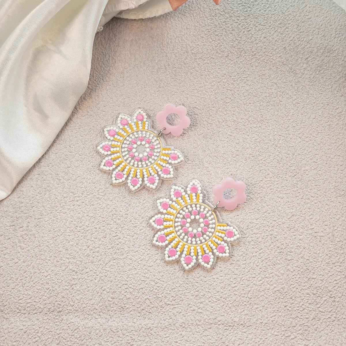 Boho Colorful Acrylic Charm Earrings - Piña Colada