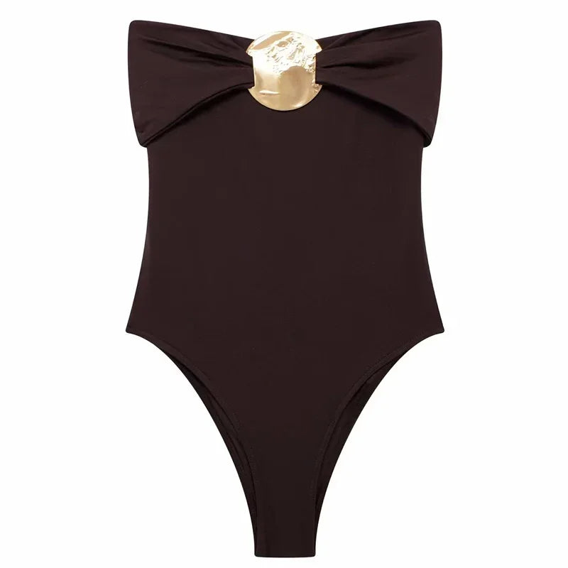 Corset Bodysuit Gold Bow - Piña Colada