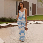 Woman Jumpsuits Elegant Summer Printed V Neck Sleeveless - Piña Colada