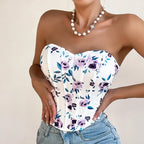 Off Shoulder Tank Top Low Cut Open Back - Piña Colada