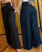 Sequin Glam High Waist Wide-Leg Pants - Piña Colada