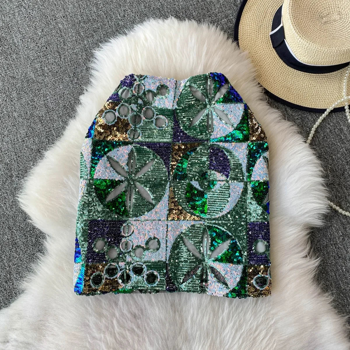 Sequin Mini Skirt - Piña Colada