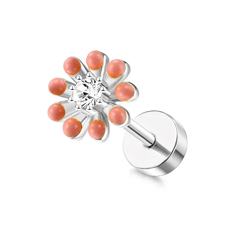 Moon-Shaped Screw-Back Stud Earring - Piña Colada