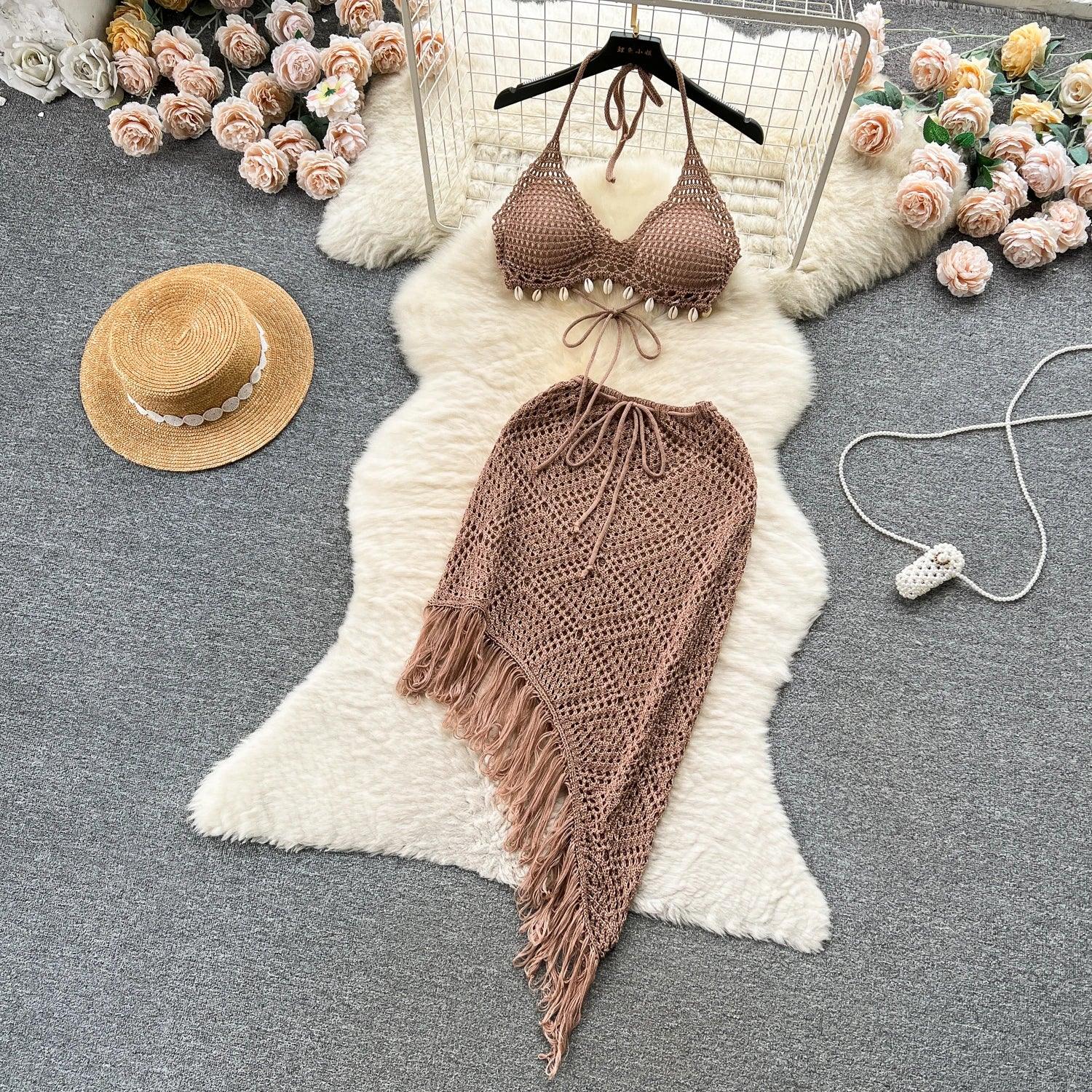 Halter Backless Knit Maxi Set - Piña Colada