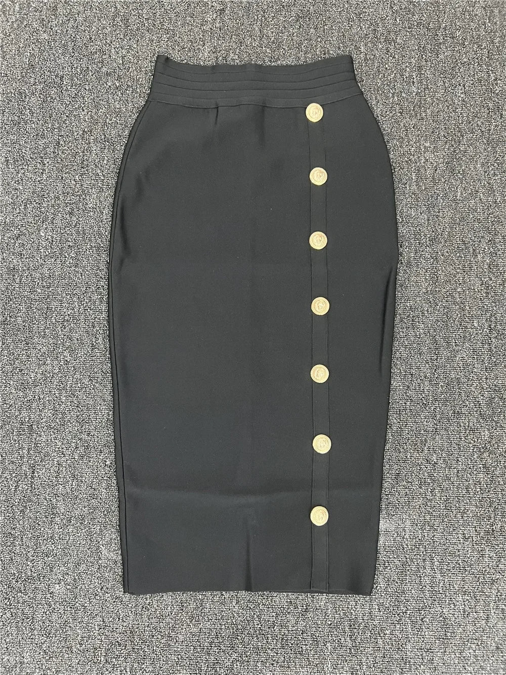Elastic Bodycon Mid Bandage Skirt - Piña Colada