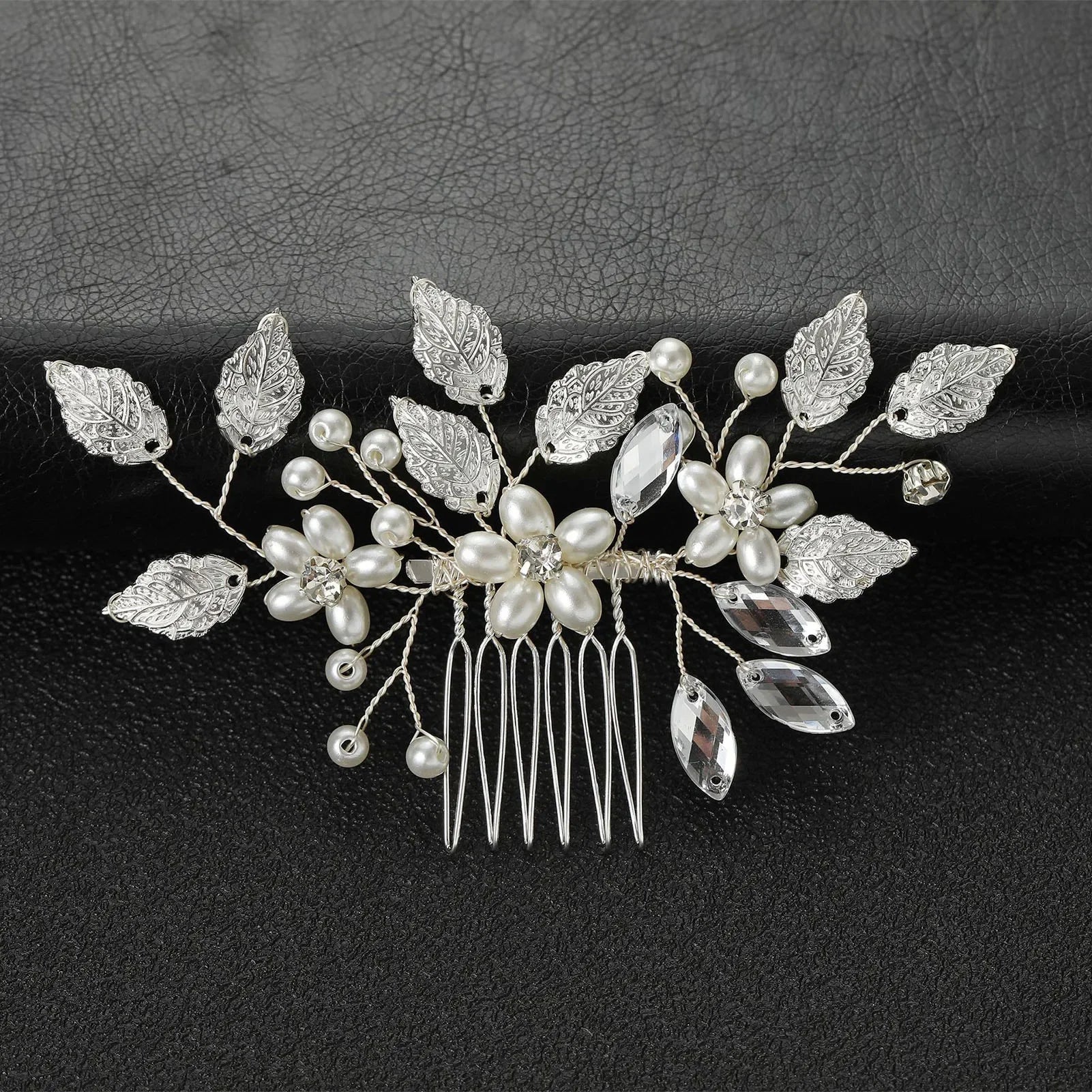 Crystal Pearl Hair Comb Clip - Piña Colada