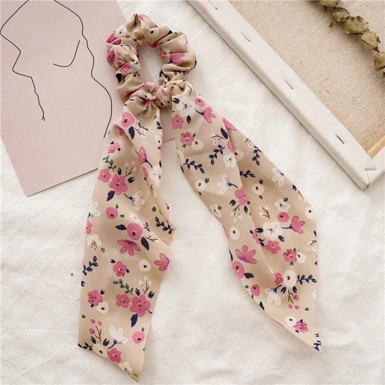 Print Bow Satin Long Ribbon - Piña Colada