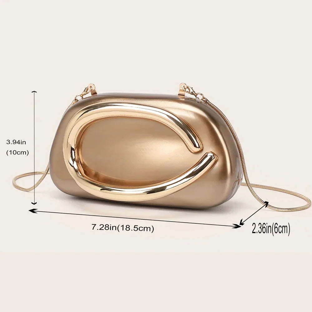 Gold Metal Crossbody Bag for Women’s Evening - Piña Colada