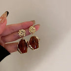 Geometry Irregularity Resin Stud Earrings - Piña Colada