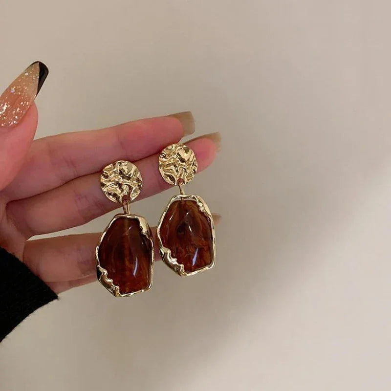 Geometry Irregularity Resin Stud Earrings - Piña Colada