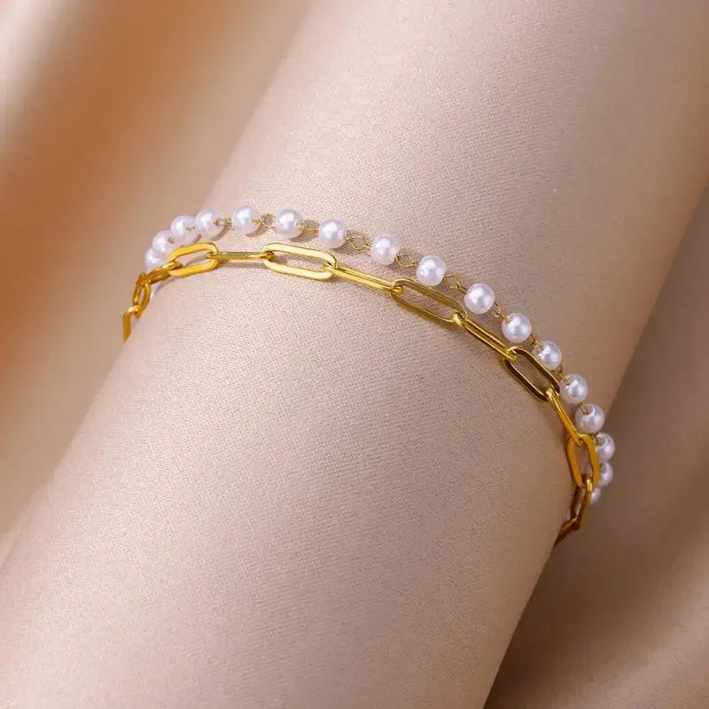 Stainless Steel Gold-Plated Anklet for Women - Piña Colada