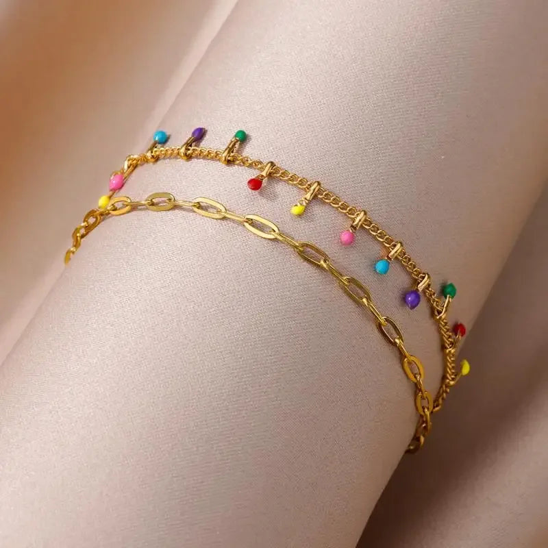 Stainless Steel Gold-Plated Anklet for Women - Piña Colada