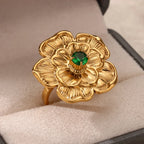Rings Gold Plated Colorful Stone - Piña Colada