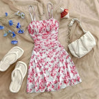 Floral Mini Dress Fashion - Piña Colada