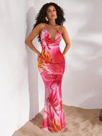 Printed One-Shoulder Maxi Dress - Piña Colada
