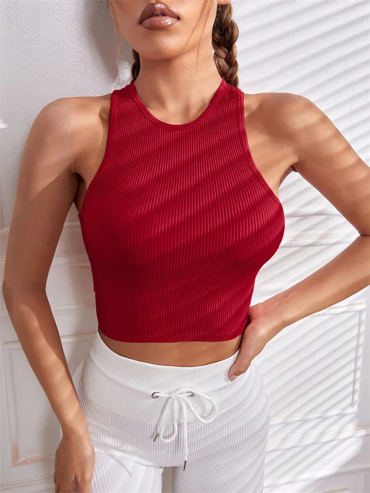 Striped Stretch Knit Tank Top - Piña Colada