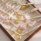 Ribbon Flower Starfish Necklace - Piña Colada