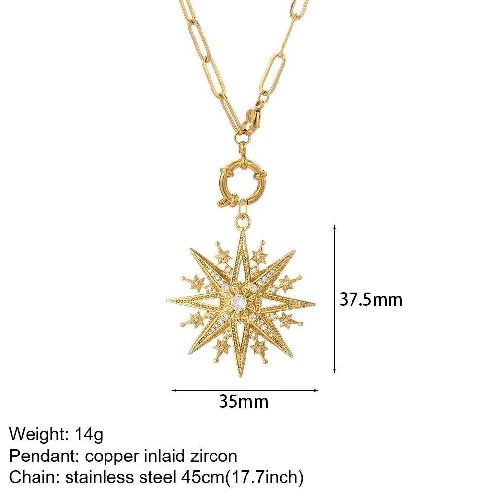 Gold Pendant Long Stainless Steel Chains - Piña Colada