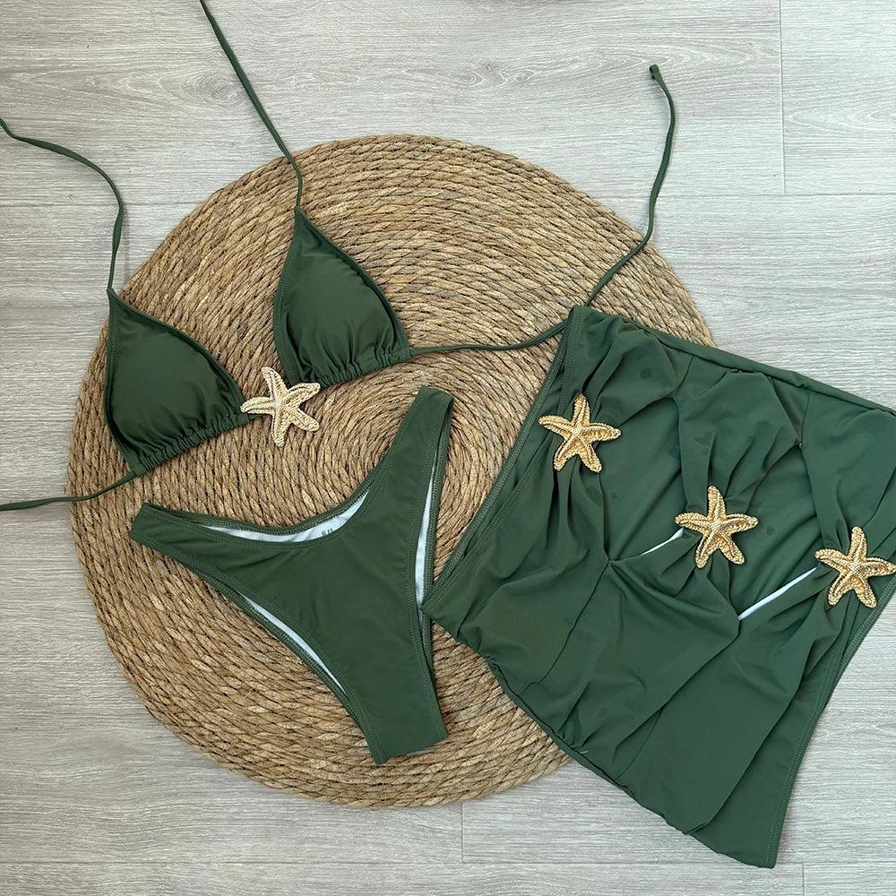 Bikini Set – 3-Piece Swimsuit Star - Piña Colada