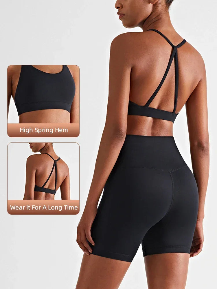 Yoga Shorts Sets High Waist Shorts Breathable