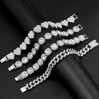Iced Out Heart & Cuban Link Bracelet - Piña Colada