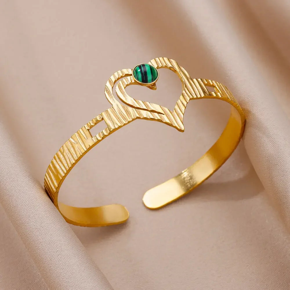 18K Gold-Plated Stainless Steel Cuff Bracelet for Women - Piña Colada